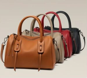 กระเป๋าถือหนังวัวชั้นแรกสไตล์วินเทจ